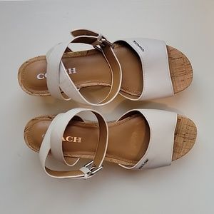 Cream Coach Platform Sandals